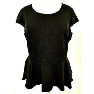 Peplum Top Womens Plus Sz 3X Black Stretch Jersey